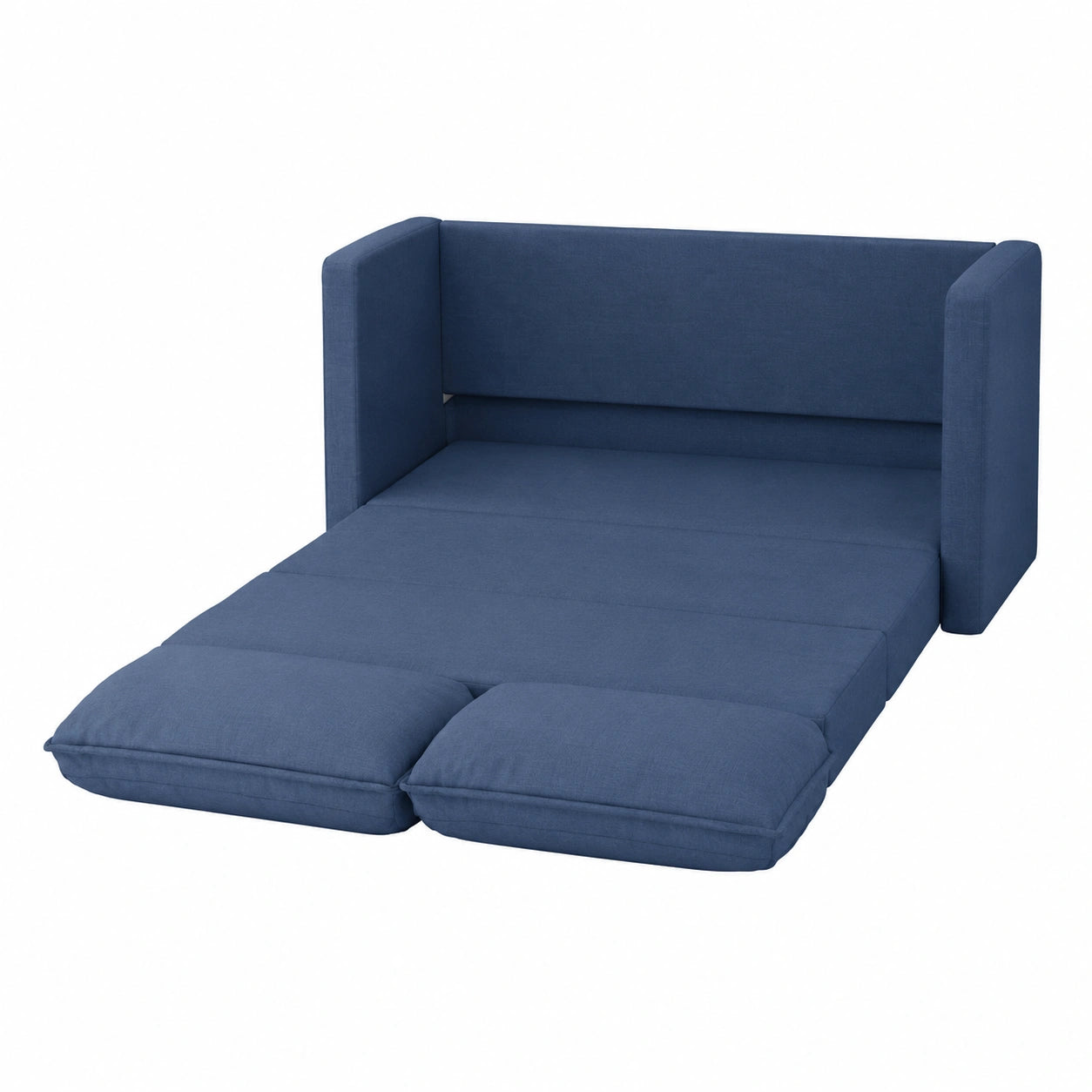 Sofá cama futón azul 2 plazas, versátil para hogar, 112x174x55 cm