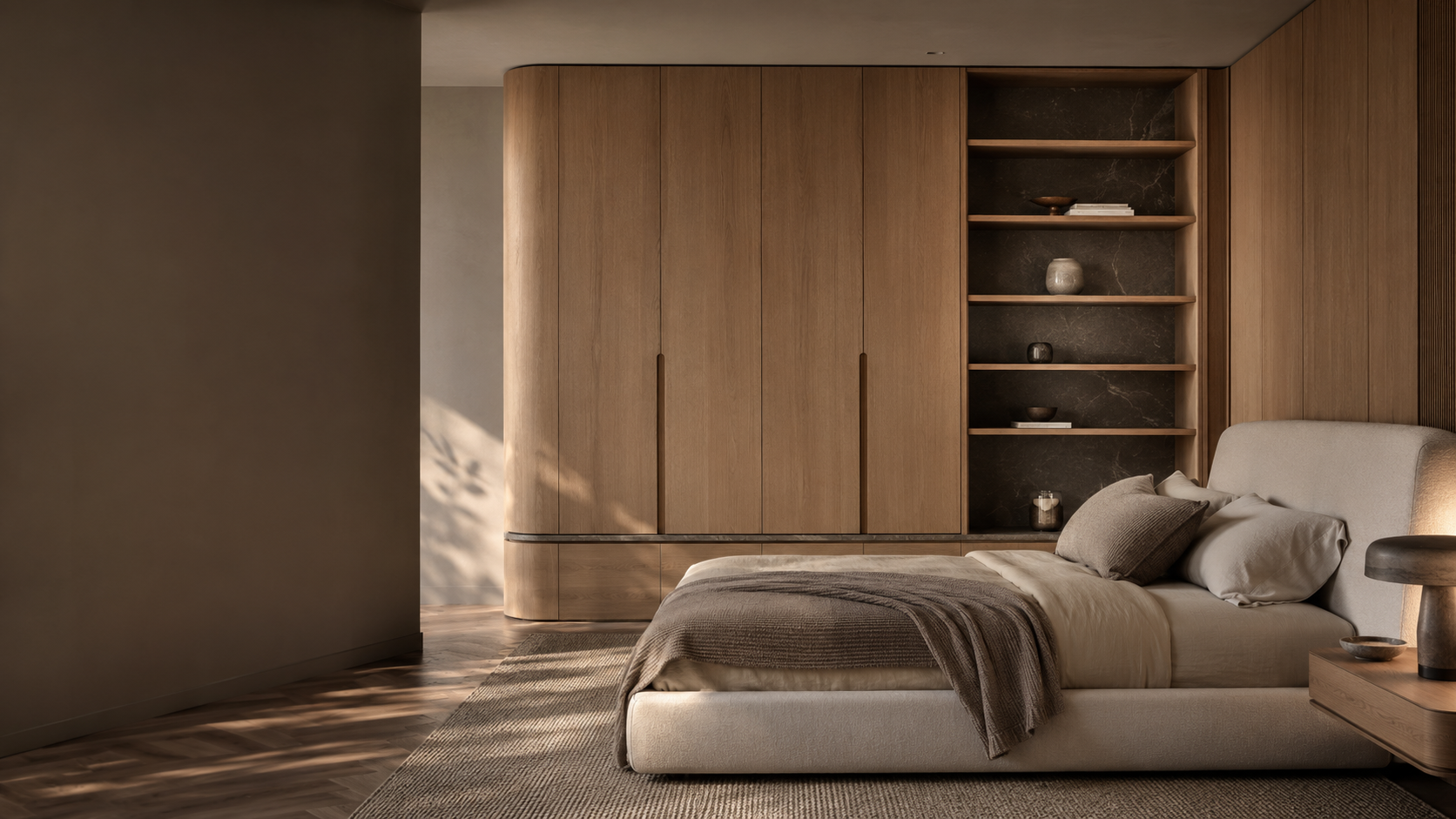 Salón contemporáneo con mobiliario de líneas suaves