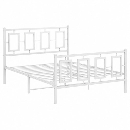 Cama Metálica Blanca con Cabecero 180x200 cm - Somier de Listones