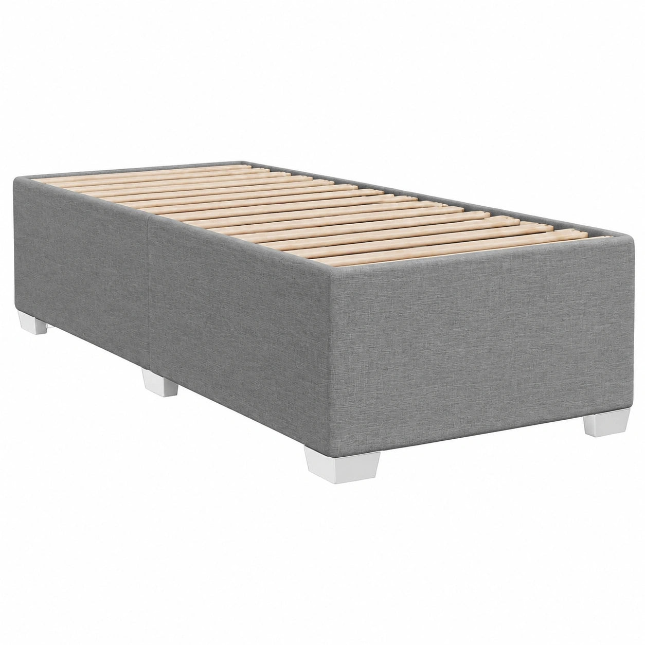 Estructura de Cama Tapizada en Gris Claro 90x190 cm para Dormitorio Moderno