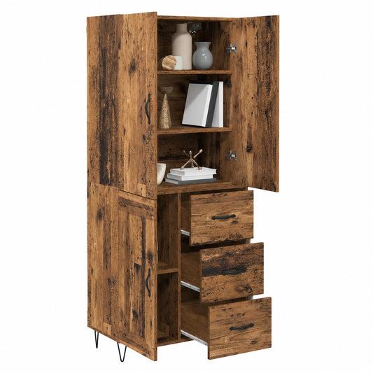 Conjunto de Aparadores Modernos de Madera Reciclada y Vidrio para Comedor