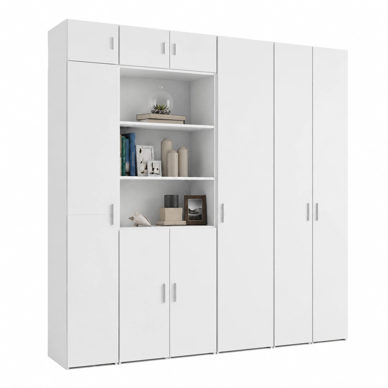 Aparador de Madera Blanca 185 cm con Espacio de Almacenamiento