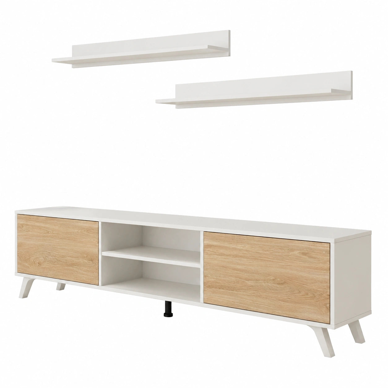 Mueble de Salón Moderno Lotus 02, Blanco y Roble, 180x190x39.6 cm