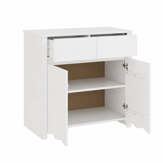 Aparador de Madera Blanco con Cajones y Puertas para Comedor Moderno