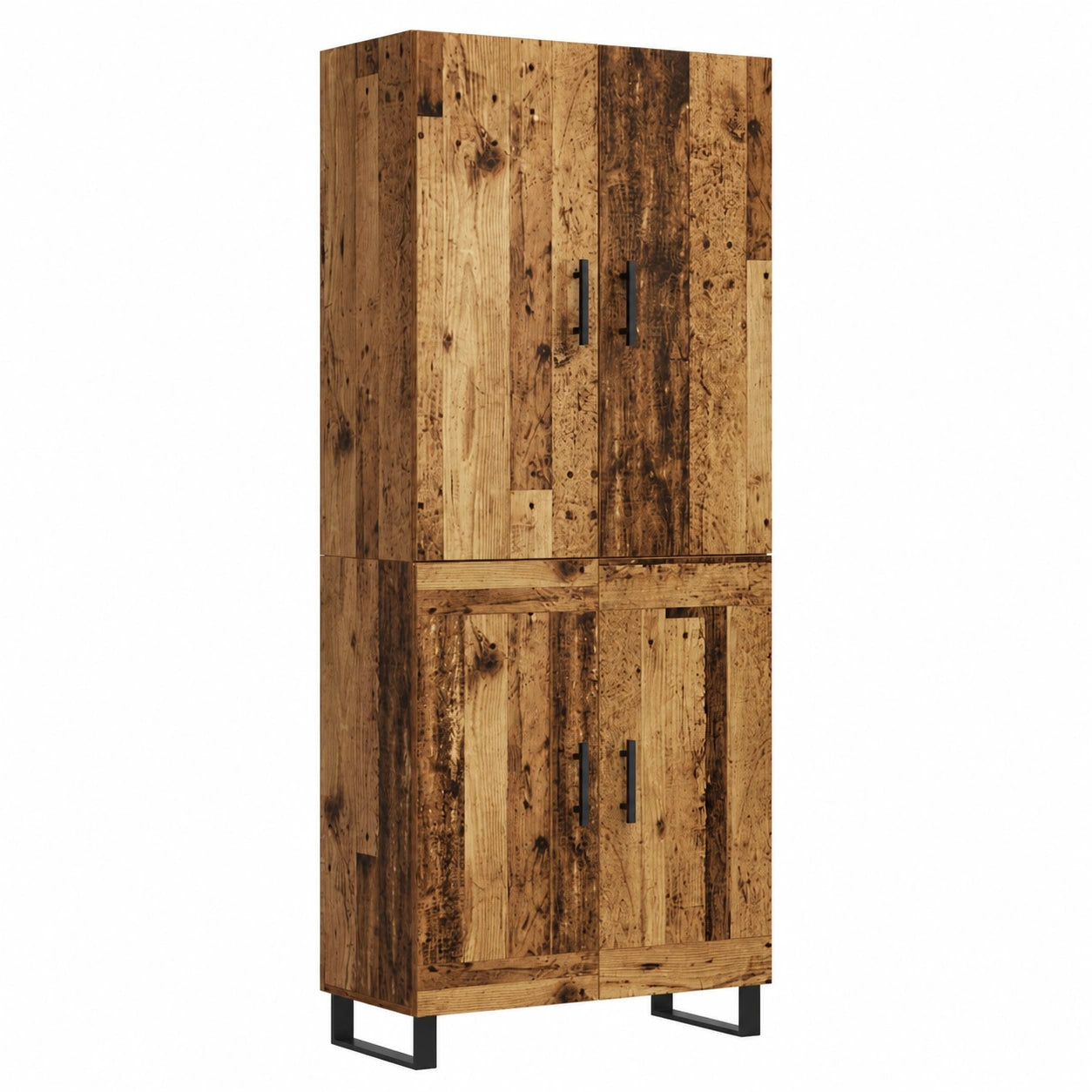 Elegante vitrina moderna de madera y cristal, 2 piezas, 69,5 x 34 x 180 cm, ideal para sala, comedor o cocina