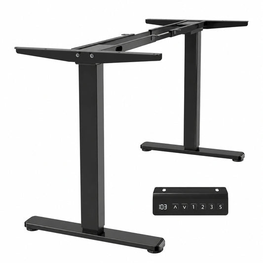 VIVO Escritorio Eléctrico de Pie con Motor Dual, Capacidad 100 kg, Ajustable con Memoria, Negro