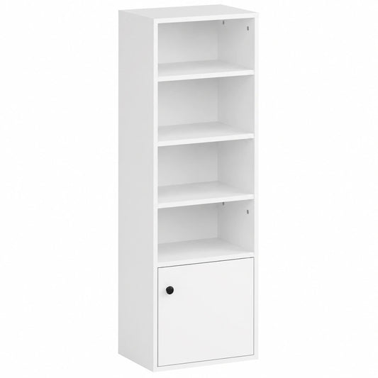 Estantería Blanca Moderna de 6 Niveles con Estantes Ajustables y Puerta para Hogar y Oficina